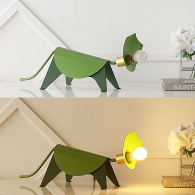Gretchen 7.5" Modern Industrial Iron Triceratops Led Kids' Lamp, Green