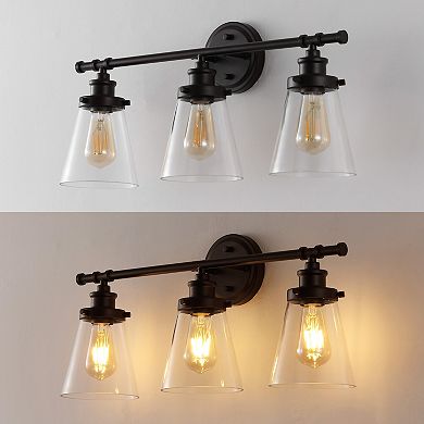 23.75" 3-light Traditional Farmhouse Vanity Light With Bathroom Hardware Accessory Set(5-piece)