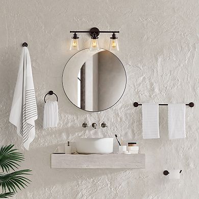 23.75" 3-light Traditional Farmhouse Vanity Light With Bathroom Hardware Accessory Set(5-piece)