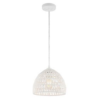 Campana 10.25" 1-light Bohemian Modern Woven Rope/iron Led Pendant, Black