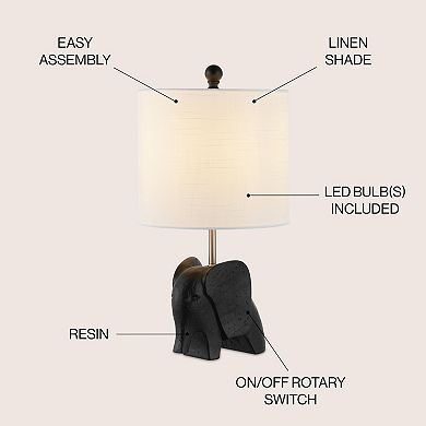 Koda 17.5" Eclectic Southwestern Resin/iron Elephant Led Kids' Table Lamp, Yellow