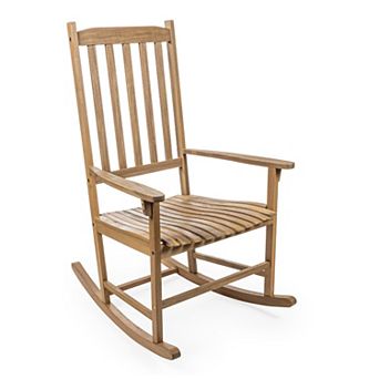 Seagrove Farmhouse Classic Slat-back 350-lbs Support Acacia Wood Outdoor Rocking Chair
