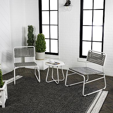 Freja 3-piece Mid-century Modern Faux Rattan Conversation Outdoor Patio Set