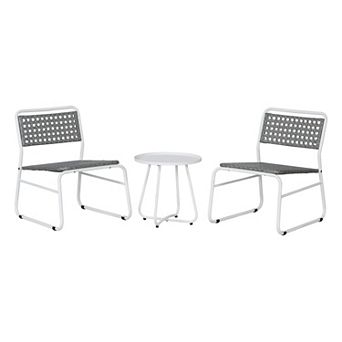 Freja 3 pc Mid-century Modern Faux Rattan Conversation Outdoor Patio Set