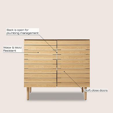 36w X 18d X 33h Thick Linear Slat 2-shelf Bath Vanity Cabinet Only (sink Basin Not Included)