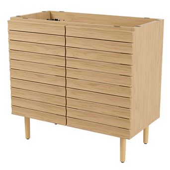 36w X 18d X 33h Thick Linear Slat 2-shelf Bath Vanity Cabinet Only (sink Basin Not Included)