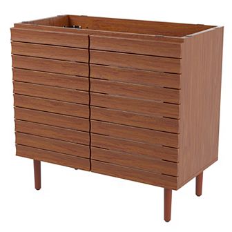 36w X 18d X 33h Thick Linear Slat 2-shelf Bath Vanity Cabinet Only (sink Basin Not Included)