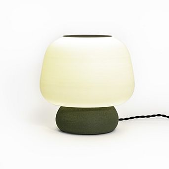 Mushroom 10" Modern Classic Plant-based Pla 3d Printed Dimmable Led Table Lamp, White/light
