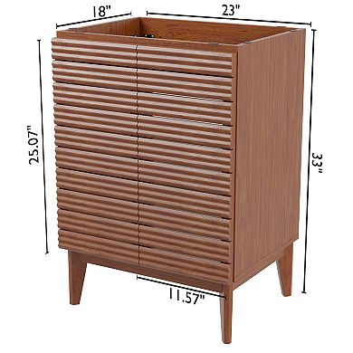 24w X 18d X 33h Thin Linear Slat 2-shelf Bath Vanity Cabinet Only (sink Basin Not Included)