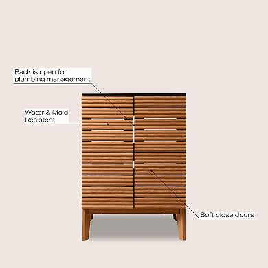 24w X 18d X 33h Thin Linear Slat 2-shelf Bath Vanity Cabinet Only (sink Basin Not Included)