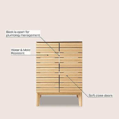 24w X 18d X 33h Thin Linear Slat 2-shelf Bath Vanity Cabinet Only (sink Basin Not Included)