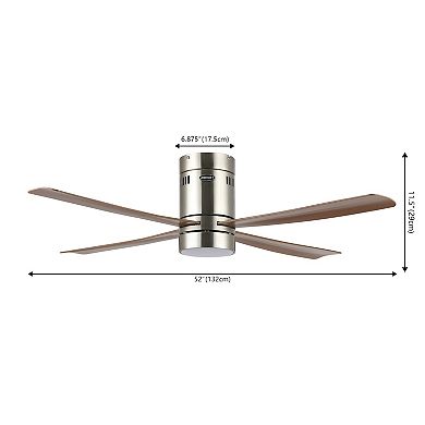 52" 1-light Iron/acrylic Mobile-app/remote-controlled 6-speed Integrated Led Ceiling Fan