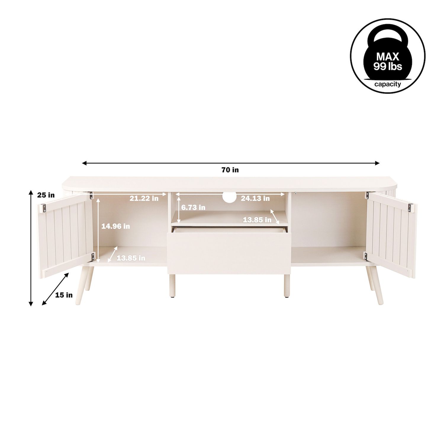 Damien Farmhouse Curved TV Stand