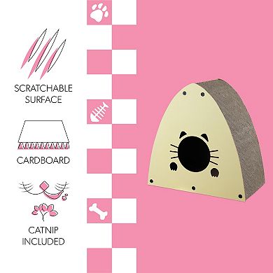 Koko 19" Modern Cardboard Triangle Cat Cave Scratcher With Catnip