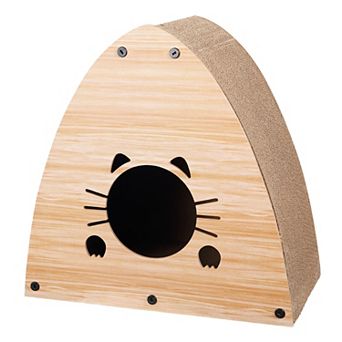 Koko 19" Modern Cardboard Triangle Cat Cave Scratcher with Catnip