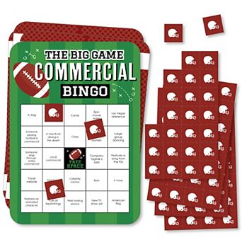 Big Dot Of Happiness The Big Game - Commercial Football Party Shaped Bingo Game - Set Of 18
