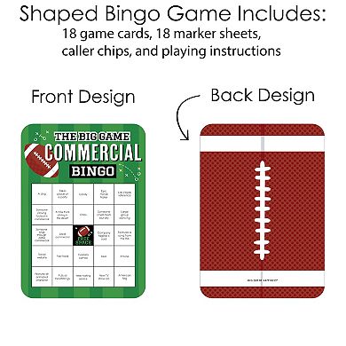 Big Dot Of Happiness The Big Game - Commercial Football Party Shaped Bingo Game - Set Of 18