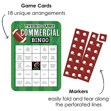 Big Dot Of Happiness The Big Game - Commercial Football Party Shaped Bingo Game - Set Of 18