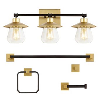 Avalon 26" 3-light Farmhouse Cottage Vanity Light With Bathroom Hardware Accessory Set(5-piece)