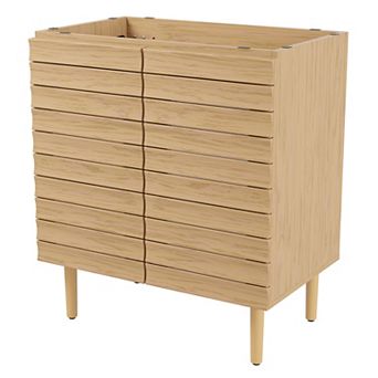 30w X 18 D X 33h Thick Linear Slat 2-shelf Bath Vanity Cabinet Only (sink Basin Not Included)