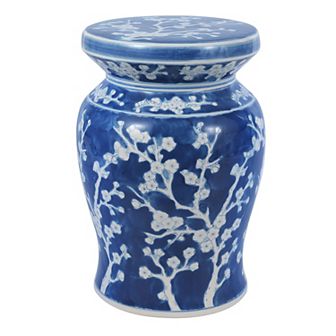 Cherry Blossom 17.75" Ceramic Garden Stool