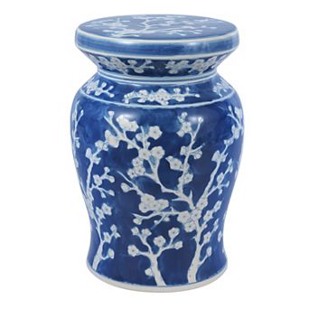 Cherry Blossom 17.75" Ceramic Garden Stool
