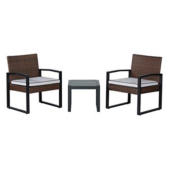 Selby 3 pc Modern Coastal Faux Wicker Conversation Outdoor Patio Set