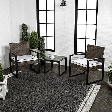 Selby 3-piece Modern Coastal Faux Wicker Conversation Outdoor Patio Set