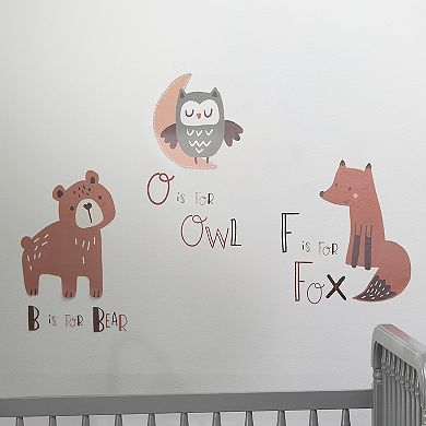 Bedtime Originals Animal Alphabet Beige/gray Bear/owl/fox Woodland Wall Decals