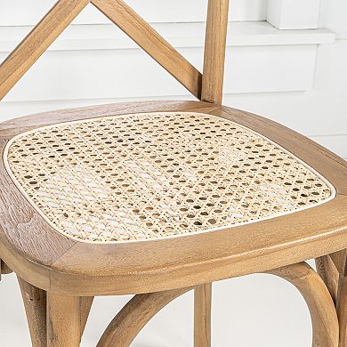 Cassis Classic Traditional X-back Wood Rattan Dining Chair