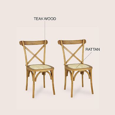 Cassis Classic Traditional X-back Wood Rattan Dining Chair