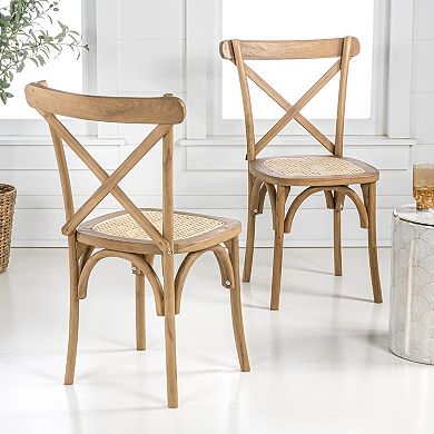 Cassis Classic Traditional X-back Wood Rattan Dining Chair