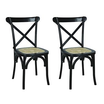 Cassis Classic Traditional X-back Wood Rattan Dining Chair