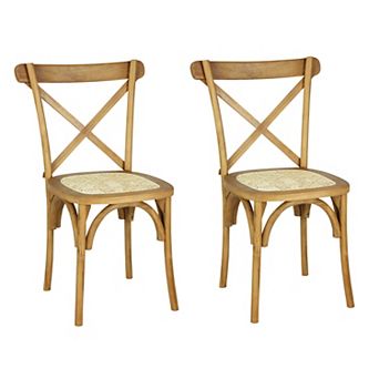 Cassis Classic Traditional X-back Wood Rattan Dining Chair