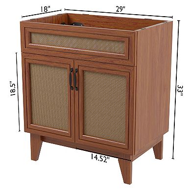 30w X 18d X 33h Rattan Modern Farmhouse 2-shelf Bath Vanity Cabinet Only (sink Basin Not Included)