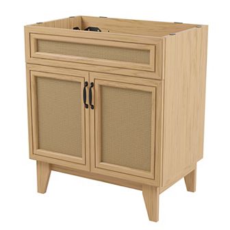 30w X 18d X 33h Rattan Modern Farmhouse 2-shelf Bath Vanity Cabinet Only (sink Basin Not Included)