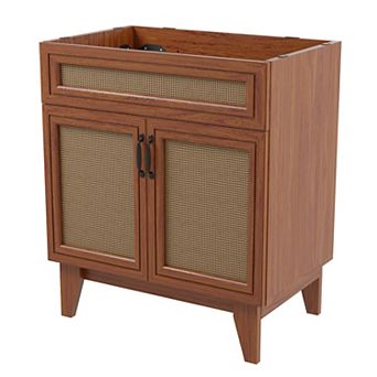 30w X 18d X 33h Rattan Modern Farmhouse 2-shelf Bath Vanity Cabinet Only (sink Basin Not Included)