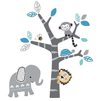 Bedtime Originals Jungle Fun Wall Decals - Blue, Gray, Animals, Jungle, Safari