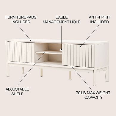 Gennaro Farmhouse 3-Storage Sliding Door TV Stand Fits TVs up to 65 in. with Cable Management