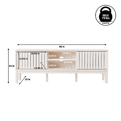 Gennaro Farmhouse 3-Storage Sliding Door TV Stand Fits TVs up to 65 in. with Cable Management