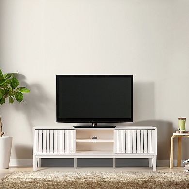 Gennaro Farmhouse 3-Storage Sliding Door TV Stand Fits TVs up to 65 in. with Cable Management