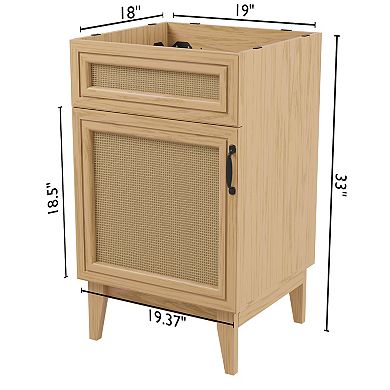 20w X 18d X 33h Rattan 2-shelf Bath Vanity Cabinet Only (sink Basin Not Included)