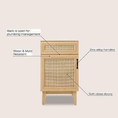 20w X 18d X 33h Rattan 2-shelf Bath Vanity Cabinet Only (sink Basin Not Included)