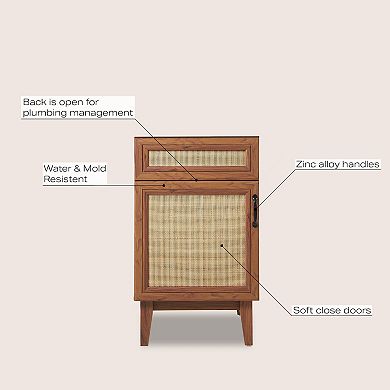 20w X 18d X 33h Rattan 2-shelf Bath Vanity Cabinet Only (sink Basin Not Included)