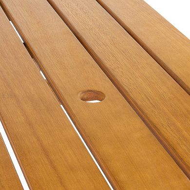 Shoreham 59" Modern Classic Outdoor Wood Picnic Table Benches With Umbrella Hole