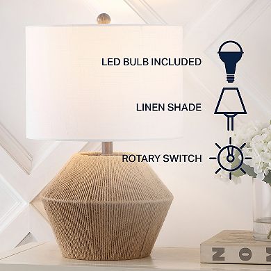 Alma 21.75" Coastal Rustic Iron/rope Led Table Lamp, Brown