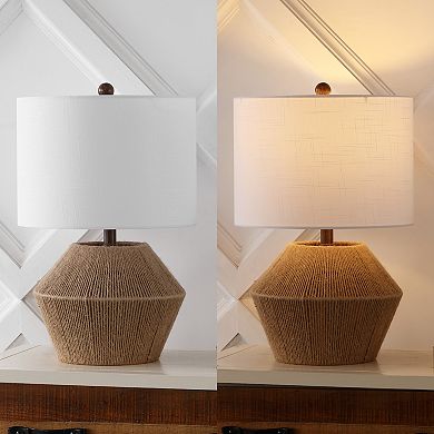 Alma 21.75" Coastal Rustic Iron/rope Led Table Lamp, Brown