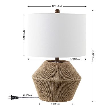 Alma 21.75" Coastal Rustic Iron/rope Led Table Lamp, Brown