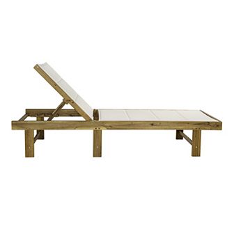 Lagunan 77.56"x26.38" Modern Minimalist Adjustable Acacia Wood Chaise Outdoor Lounge Chair