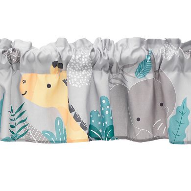 Bedtime Originals Mighty Jungle Gray Elephant/giraffe Window Valance